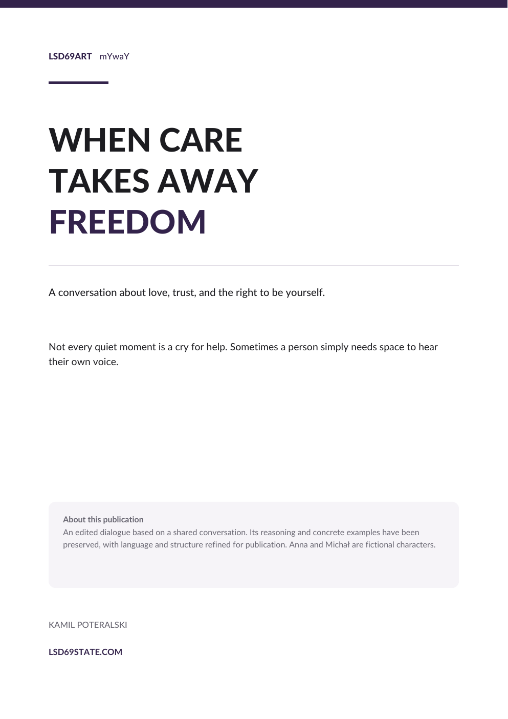 Cover of When Care Takes Away Freedom